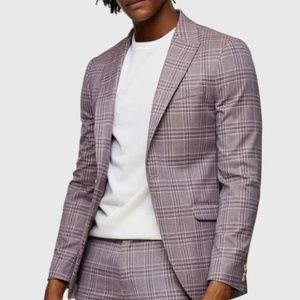 Topman Moda Super Skinny Plaid Suit Coat pink purple brown sport